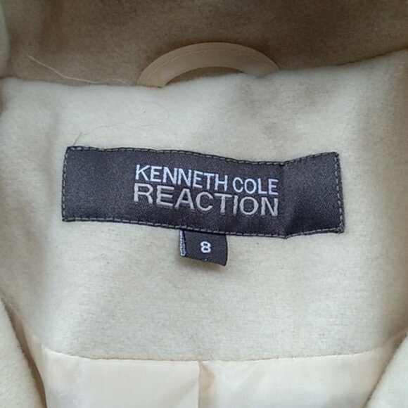 Kenneth Cole Reaction 8 cream 80% wool blend winter pea coat - Picture 2 of 3